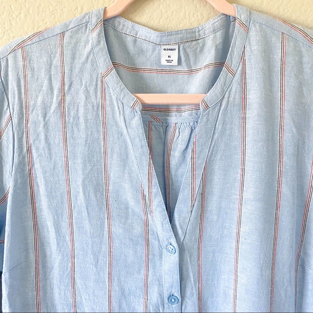 NWT Old Navy Blue Stripe Button Down Dress - Picture 10 of 12